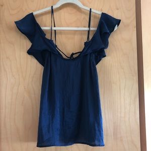 BP Off the Shoulder Navy Blue Blouse with back tie